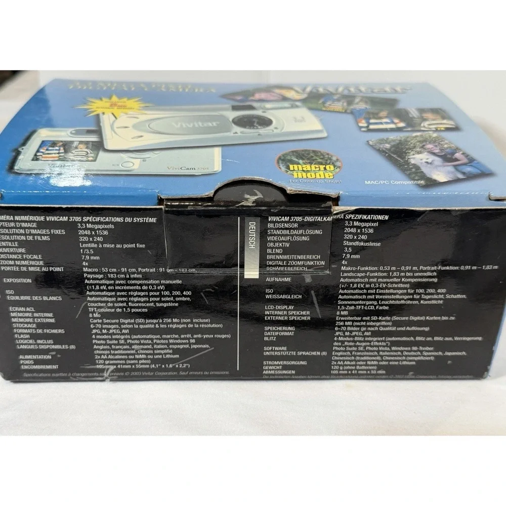 Vivitar ViviCam 3705 3.3MP Digital Camera Silver Tested Powers On‎ w/ Box